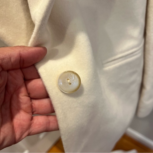 VTG Saks Fifth Avenue Overcoat Women Size 12 Cream Peacoat Wool Nylon cashmere - Picture 9 of 13